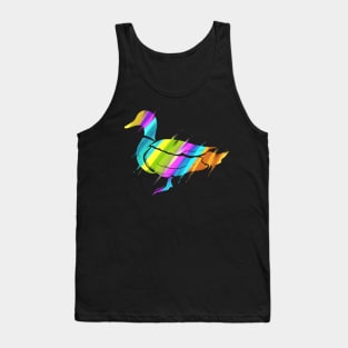 A colorful painted sheme silhouette of a duck Tank Top